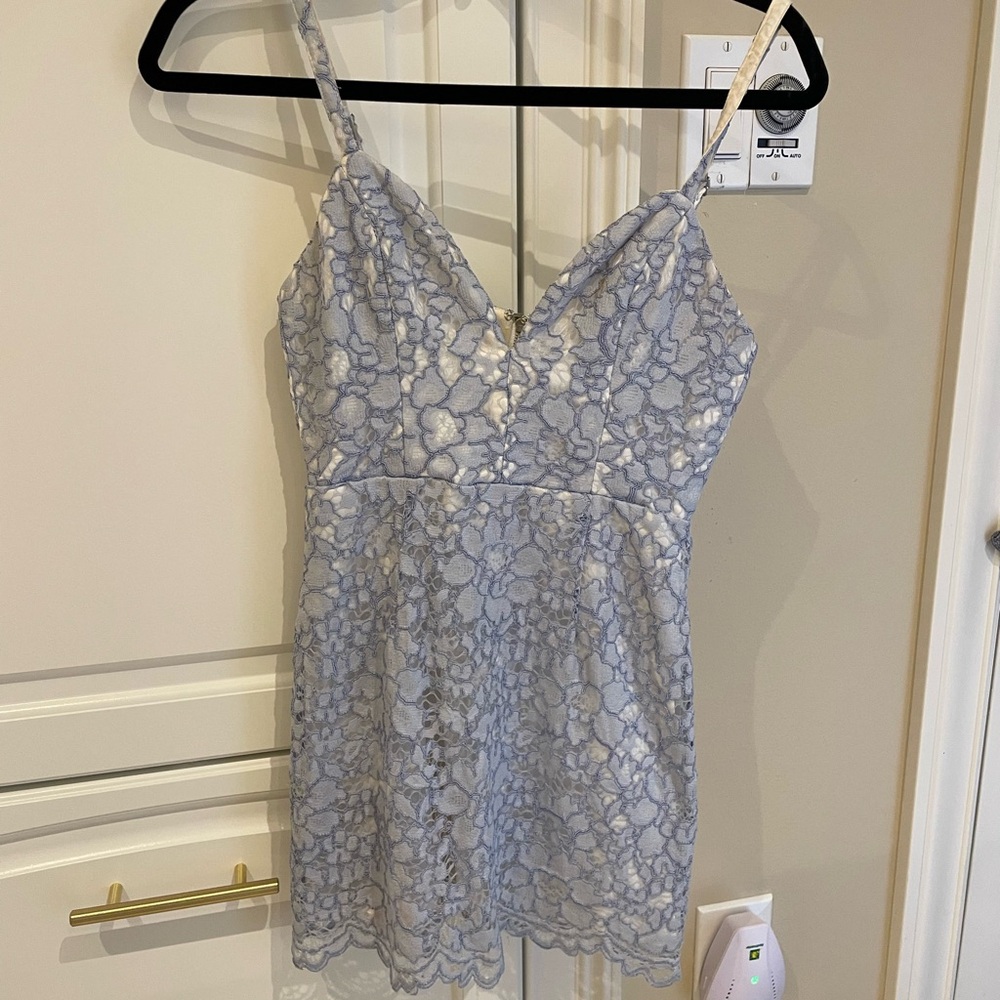 Light blue lace mini dress
